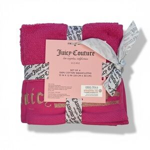 Juicy Couture Fuchsia 100% cotton set of 4 Washcloth Set
